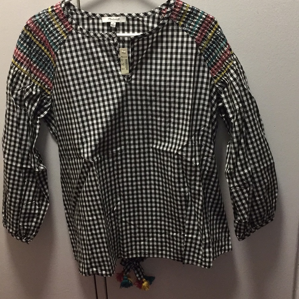 Brand new black and white Madewell gingham top